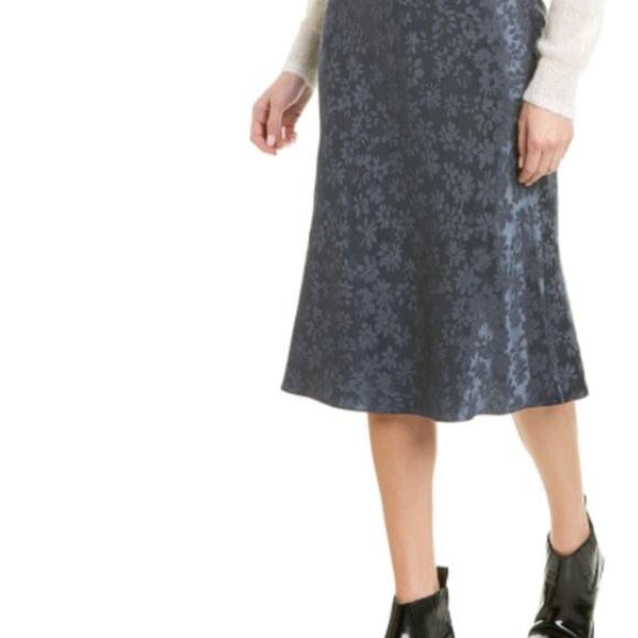 Rag & Bone Mandy Navy Satin Texturized Midi skirt women’s Size XS - Picture 3 of 9